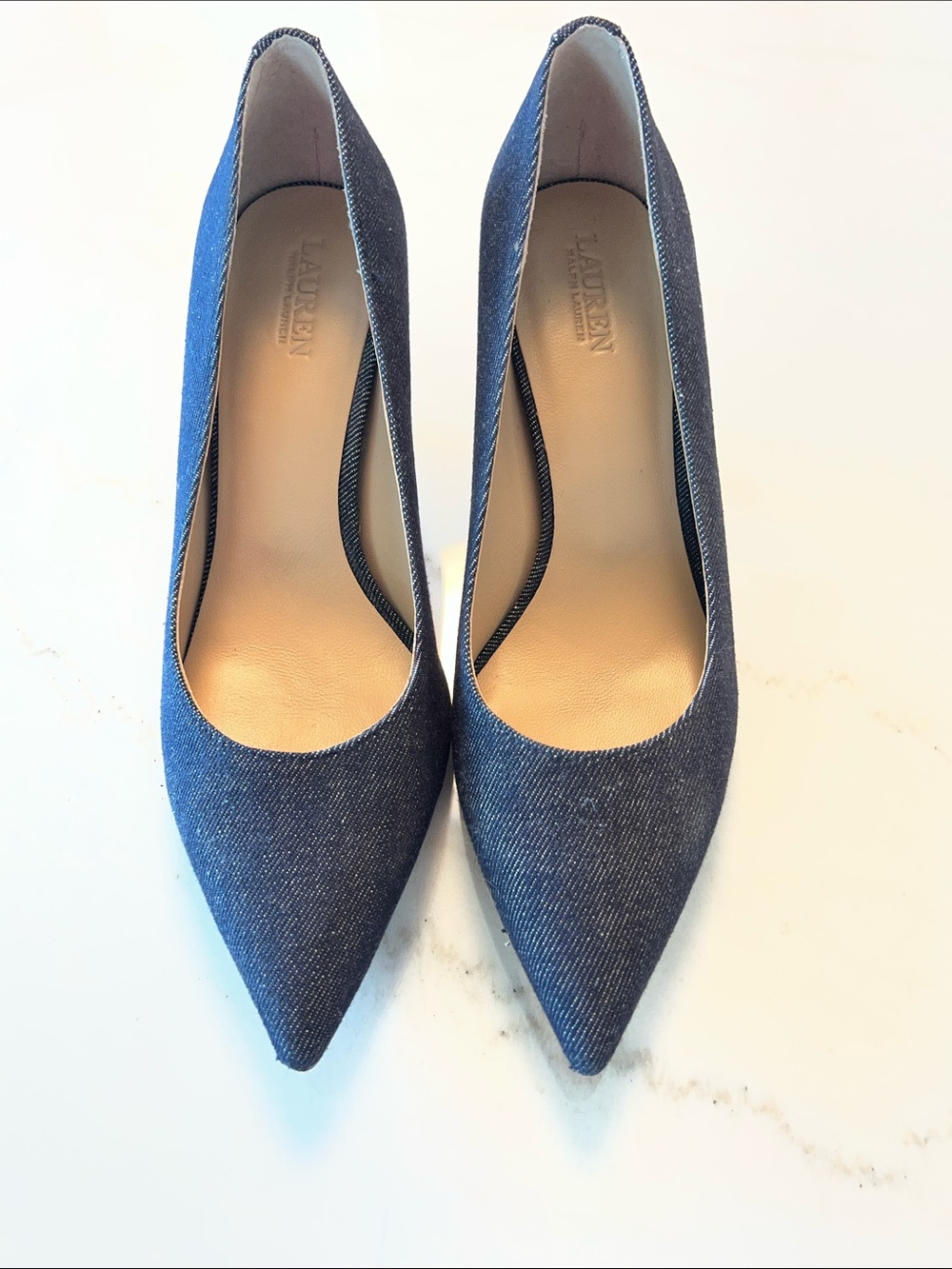 Ralph Lauren Dark Blue Denim Pointed-Toe Pumps